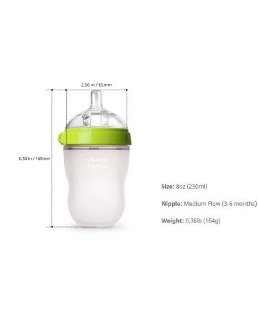 Comotomo Natural Feel 8oz. Bottle 6 Pack - Green | BPA-Free Baby Bottles - Buy Online on GoSupps.com