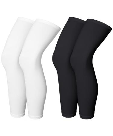 Compression Leg Sleeve Full Length Leg Sleeves Sports Cycling Leg Sleeves for Men Women, Running, Basketball Medium Black and White 4 - Buy Online on GoSupps.com