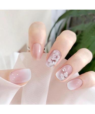 False Nails 24 PCS Press On Nails Short Floral Gradient Short Fake Nails Full Cover Short Nails Glue On Reusable Fake Press On Nails Decorative Short Press On Nails Square for Women Girls - Buy Online on GoSupps.com