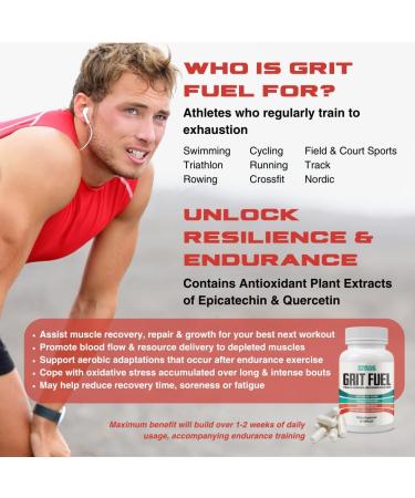 Grit Fuel Endurance Supplement | Plant-Based Epicatechin & Iso Quercetin for Peak Performance & Recovery - 30 Capsules - Buy Online on GoSupps.com