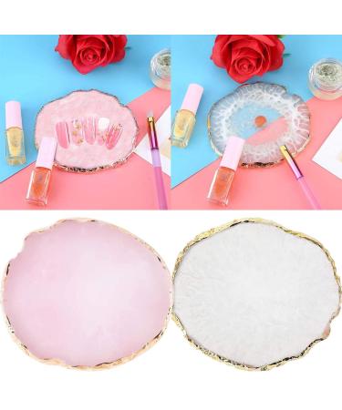 Harz Nail Art Palette - 2-Piece Gel Polish Holder & Color Mixing Plate with Gold Rim for DIY Nail Designs - Buy Online on GoSupps.com