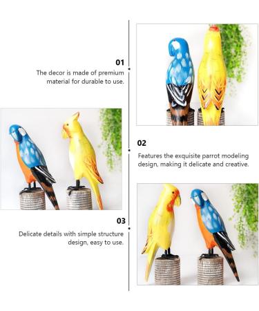 Sculptures Delicate Wooden Bird Desktop Decors Home Use Wood Craft Parrot Ornaments Desktop Decoration - Buy Online on GoSupps.com