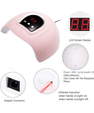 IHEHUA 54W LED UV Lamp for Gel Nails Nail Lamp Nail Dryer 60s 99s 120s Timer Infrared Sensor LCD Display Plus Anti-UV Gloves Gift Suitable for Manicure/Pedicure Home and Salon Pink - Buy Online on GoSupps.com