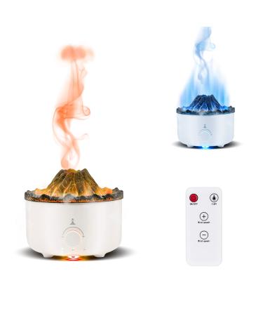 McBazel Volcano aroma diffuser Volcano flame aroma diffuser 560ml function timer/light change/remote control with EU connector - white/crack
