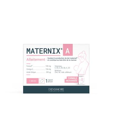 Densmore - Maternix A - Nursing Supplement - 100% Nutritional Intake - Vitamin C, Omega 3, Vitamin D3, Zinc, Vitamin E - 30 Capsules - 1 Month Treatment - Made in Europe