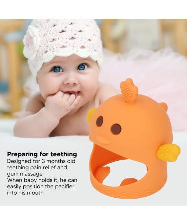 Silicone Baby At Ring Pacifier | Soothing 2-Stem Training Toy for Day & Night - Orange - Buy Online on GoSupps.com