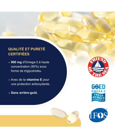 Omegor Vitality 1000 - avec 800 mg d'EPA/DHA par capsule | Certification 5 toiles IFOS depuis 2006 | 90 % d'Omega 3 sous forme rTG | Dose lev e d'EPA et DHA - 90 x 3 capsules 90 unit (Lot de 3) - Buy Online on GoSupps.com