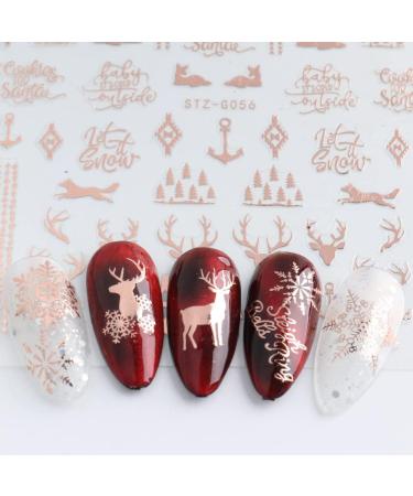 Christmas Nail Stickers 9 Sheets Self-Adhesive Nail Decal Snowflake Snowman Santa Claus Tree Elk Rose Gold Winter Nail Art Decoration Design Supplies - Buy Online on GoSupps.com