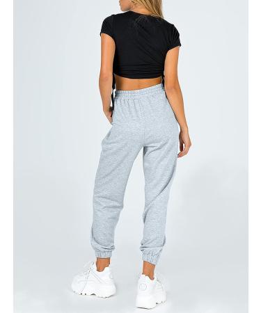 Automet Women's High Waisted Cinch Bottom Sweatpants - Grey Medium - Buy Online on GoSupps.com