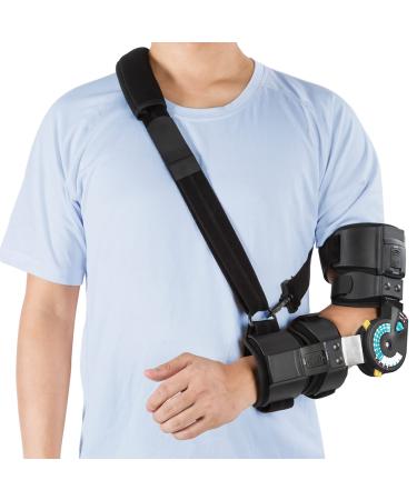 Hinged ROM Elbow Brace Post OP Elbow Brace with Strap Stabilizer Splint Arm Injury Recovery Surgery Support Fracture Rehabilitation Left Hand