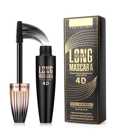 4D Silk Fiber Lash Mascara - DABIUSY Mascara Black Volume and Length Waterproof Liquid Lash Extension Mascara for Natural Lengthening Thickening  Long Lasting  Smudge-Proof (Black 1 Pack)