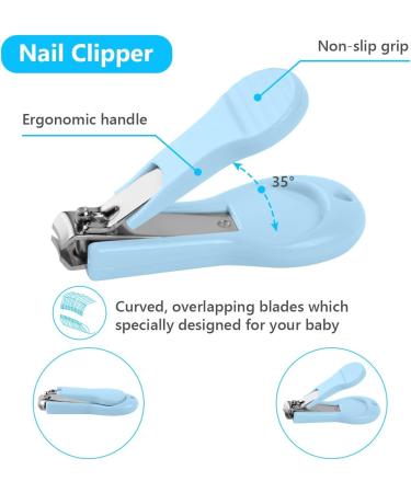 Vicloon Baby Nail Care Set - 5-in-1 Kit for Newborns & Toddlers - Includes Clippers, Scissor, Earpick, File, Tweezer - Blue - Buy Online on GoSupps.com