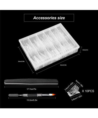 Jawseu 120-Piece Dual Forms Stiletto Nail Tips Kit - Artificial Nail Shapes with Tip Clip & Gel Brush for UV/Acrylic DIY Manicure - Perfect for Polygel A01 - Buy Online on GoSupps.com