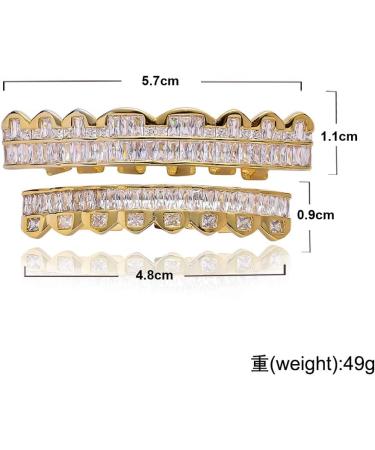 RINTOLER Hip Hop Dental Grill for Men or Women - 8 Teeth Square Zircon Teeth Braces False Gold Teeth Rapper Teeth Jewelry - Buy Online on GoSupps.com