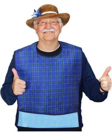 Sumotia 3 Pack Adult Bibs with Crumb Catcher - Waterproof & Reusable Clothing Protectors in Pinstripe | Ideal for Seniors & Dining - Buy Online on GoSupps.com