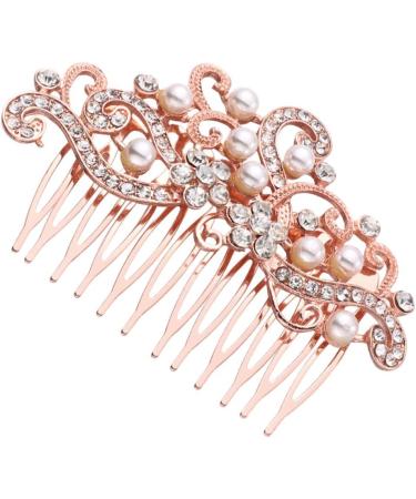 Lurrose Bridal Veil Wedding Hair Side Comb Vintage Bridal Hair Comb Hair Pieces Hair Accessory for Women (Rose Gold) Bridal Hair Clip - Buy Online on GoSupps.com