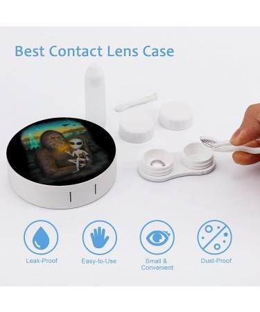 Aliens & Bigfoot Round Contact Lens Case | Cute Portable Kit with Mirror for Easy Storage - Buy Online on GoSupps.com