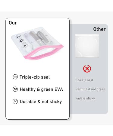 ECOHUB TSA Approved Clear Airport Liquid Bags 20x20cm, Set of 2 Pink Travel Toiletry Bags for Men and Women - Airline Approved Plastic Zip Lock Bags - Buy Online on GoSupps.com
