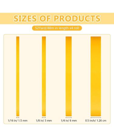 Epakh 4 Rolls Pinstripe Tape Set - 1/16, 1/8, 1/4, 1/2 Inch Width x 52 Yards Long - Yellow Masking Tape for Painters, Automotive, DIY - Ideal for Car, Auto Paint, Art - Buy Online on GoSupps.com