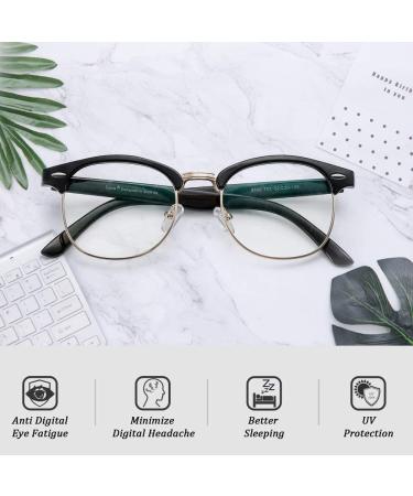 Cyxus Blue Light Glasses for Men | Crystal Lens Rimless Computer Gaming Eyeglasses UV Blocking Semi Rim Glasses - Black Gold - Buy Online on GoSupps.com
