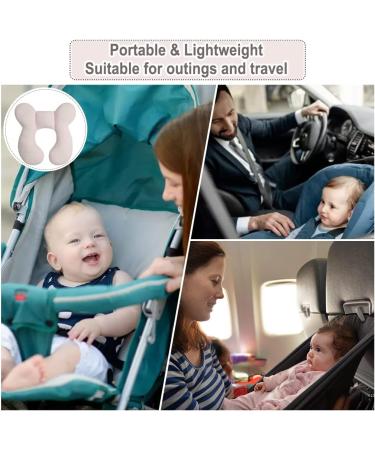 Blublu Park Baby Head Support Pillow for Newborn Infant - Soft Cotton Travel Pillow for Car Seats and Strollers - Baby Pink - Buy Online on GoSupps.com
