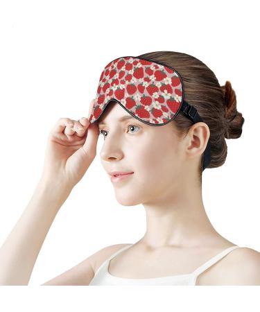 Cartoon Strawberry Flower Sleep Mask for Women | Adjustable Eye Shades with Elastic Strap - Buy Online on GoSupps.com