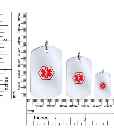 Bling Jewelry Pre-Engraved Medical ID Tag Pendant Necklace for Diabetic Men & Teens - Silver Tone Stainless Steel - Sizes SM MED LG - Buy Online on GoSupps.com