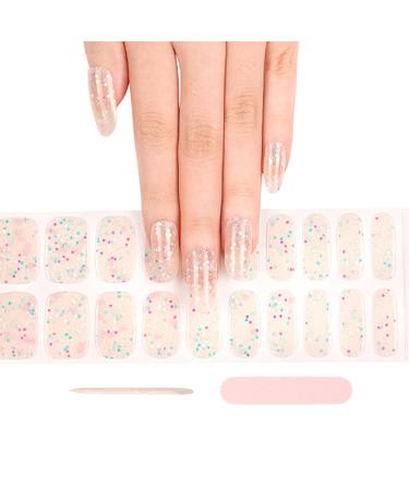 Semi Cured Gel Nails Strips 20 Stickers Nail Wraps Soft Self-Adhesive Gel Nail Stickers Salon-Quality Gel Nail Strips Glitter Glow in Dark Manicure UV/LED Lamp Required (glow-in-the-dark-262)