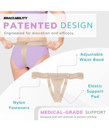 BraceAbility Prolapse Uterus Support Belt for Women - Relieves Dropped Bladder Vulvar Varicosities & Postpartum Pain | Medium Beige - Buy Online on GoSupps.com