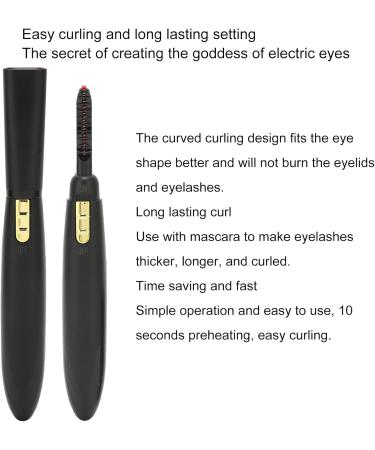 Professional Quick Heating Long Lasting Eyelash Curling Tool with Comb Heated Eyelash Curler for Women Battery Powered Electric Eye Lashes Curler for Make Up(Black) - Buy Online on GoSupps.com