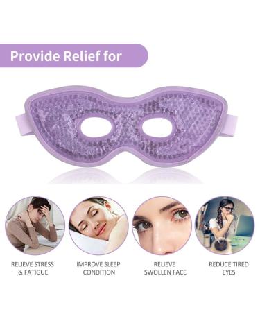 NEWGO Gel Eye Mask Reusable Cooling Eye Mask with Eye Holes - Hot Cold Eye Compress for Puffy Eyes, Migraine, Stress Relief - Purple - Buy Online on GoSupps.com