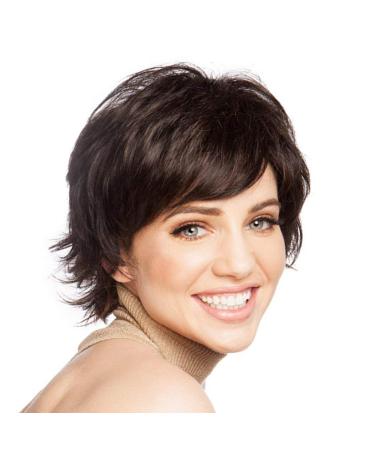 Sallcks Short Layered Brown Wig - Fluffy Synthetic Hair Replacement for Women, Ideal for Daily Wear, Parties & Halloween - Buy Online on GoSupps.com