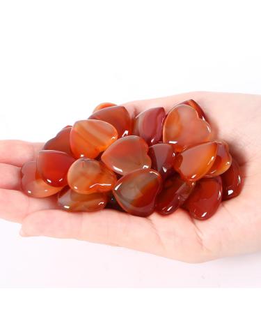 XIANNVXI 15 Pcs Carnelian Crystal Heart Stones Love Puff Palm Pocket Stones Natural Reiki Healing Gemstones Heart Crystals Set Red - Carnelian