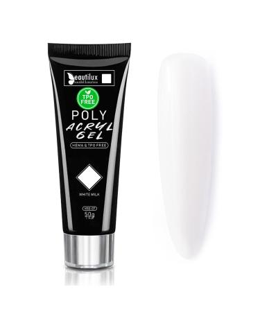 Beautilux Acrygel Ongle Milky Blanc Sans-TPO 50g HEMA-FREE Acrygel Tube Gel Acrygel en Tube Longue Dur e Pour Nail Art Gel Extension Ongle Apparence Naturelle Couleur Blanc (K50-07)