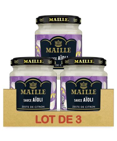 Maille A oli Sauce with Lemon Zest - Pack of 3 x 185 g Pots