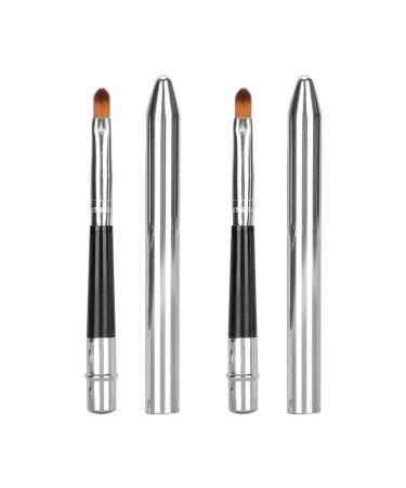 2pcs Lip Brush Ergonomic Retractable Sealing Design Small Easy Cleaning Single Head Aluminium Tube Lipstick Liner Brushes Concealer Dual End
