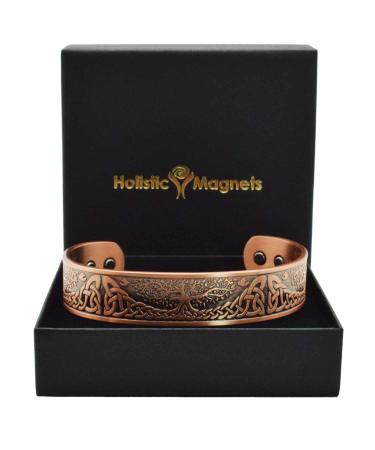 Holistic Magnets copper magnetic hardship men women arthritis pain Tendinitis wrist joint healing bracelet (TRL)-Celtic tree of life (L: wrist 19.5-22cm)