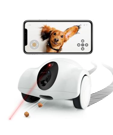 Pet Camera for Dog and Cat, GULIGULI Movable Pet Robot for Dog Treat Camera,1080P Full HD Dog Camera with Phone APP,360Move Freely,2-Way Audio,Night Vision,No Monthly Fee(2.4G WiFi ONLY) white