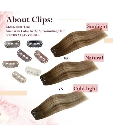 Easyouth Brown Ombre Clip in Human Hair Extensions - Remy Balayage Brown to Blonde 16 Inch 120g - 7Pcs Clip #4/24/4(#4/27/4 - Buy Online on GoSupps.com