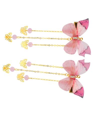 minkissy 3 Pairs Hanfu Butterfly Headdress Tassel Hairpins Butterfly Hair Accessories Kid Hair Clips Metal Hair Claw Clips Hairpin with Tassel Hanfu Hair Clip Chinese Tassel Hair Clip Girl