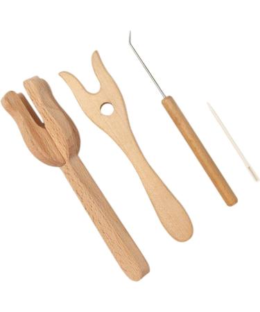 Knitting Fork and Needle Kit, Durable Lucet Fork Cordmaking Braid Portable Knitting Fork Set for Rug Making Cordmaking Darning Crocheters Hobby