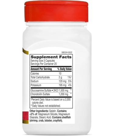 21st Century Glucosamine 500Mg & Chondroitin 400Mg Capsules 60 Ct (4 Pack) - Buy Online on GoSupps.com