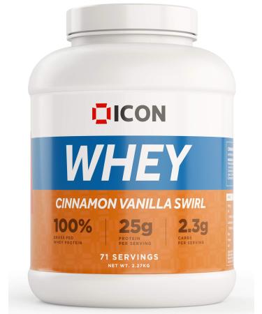 ICON Nutrition Whey Protein Powder 2.27kg 71 Servings - Cinnamon Vanilla Swirl Cinnamon Vanilla Swirl 2.27 kg (Pack of 1)