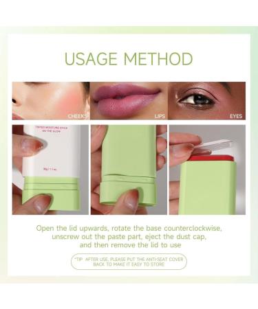 Multi-Use Makeup Blush Stick Beauty Solid Moisturizer Stick Waterproof Natural Nude Makeup Tinted Solid Moisturizer Stick for Eyes Lips Cheek (Rose red 30g) - Buy Online on GoSupps.com