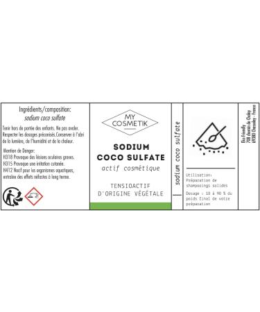 MY COSMETIK - Sodium Coco sulfate - Cosmetic active ingredient - Surfactant of plant origin - For all hair types - Made in France - 100 g - Buy Online on GoSupps.com