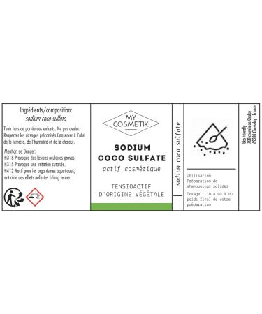 MY COSMETIK - Sodium Coco sulfate - Cosmetic active ingredient - Surfactant of plant origin - For all hair types - Made in France - 100 g - in kraft bag - Buy Online on GoSupps.com