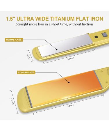 Flat Iron Hair Straightener with Detachable Comb - 1.5 Inch Titanium Dual Voltage 2-in-1 Curler & Straightener | Adjustable Temperature for Smooth Sleek Hair - Buy Online on GoSupps.com