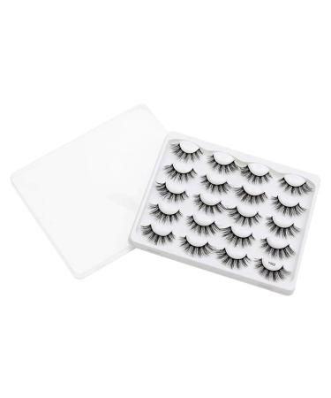 Hannahool 10 Pairs 3D Natural False Eyelashes - Reusable Fluffy Cross Faux Mink Long Stripe Lashes Y02 - Buy Online on GoSupps.com