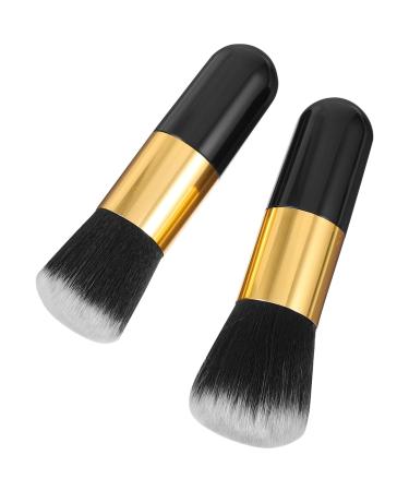 Uonlytech 2pcs Makeup Brush Foundation Brush Eyeshadow Brush Foundation Makeup Brush Loose Powder Brush Women Cosmetics Brush Makeup Brush Face Liquid Plastic Eyeliner Brush Travel Black