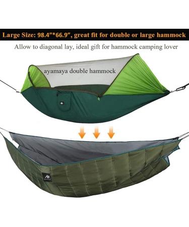 AYAMAYA Hammock Underquilt - Full Length Winter Insulation Blanket for Double Hammock - Dark Green - Buy Online on GoSupps.com